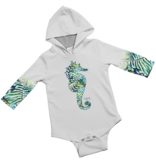 Jessie Jessup Baby Onesie w/sleeve print Seaweed Seahorse