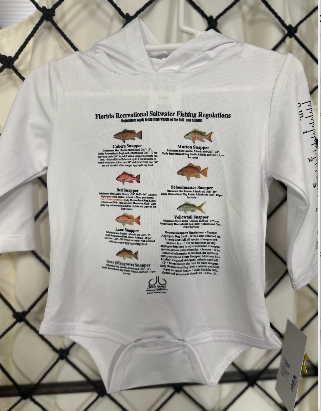 Jessie Jessup Baby Hooded Onesie - Regulation with Fish Ruler