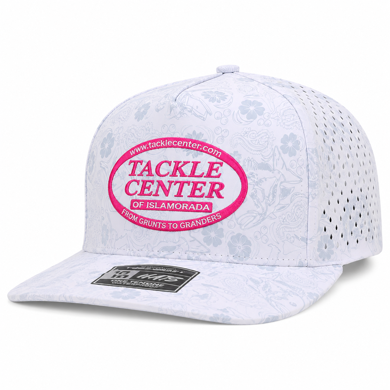 Tackle Center Dry-Fit Performance Rope Hat - White Print / Pink Logo