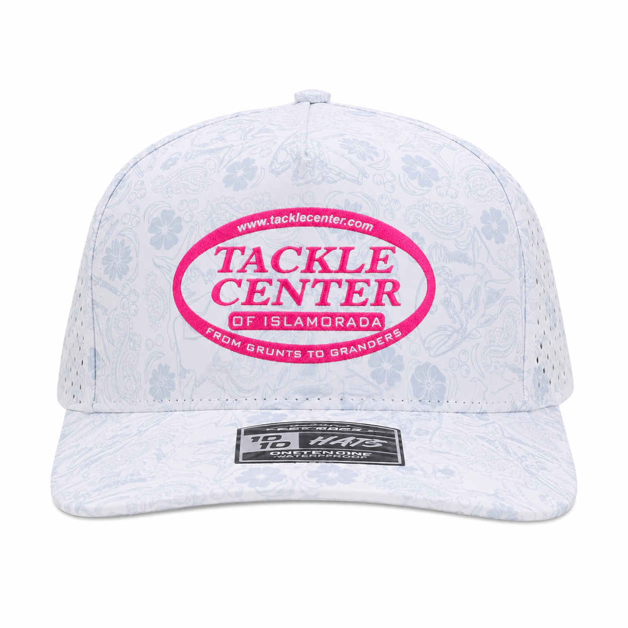 Tackle Center Dry-Fit Performance Rope Hat - White Print / Pink Logo