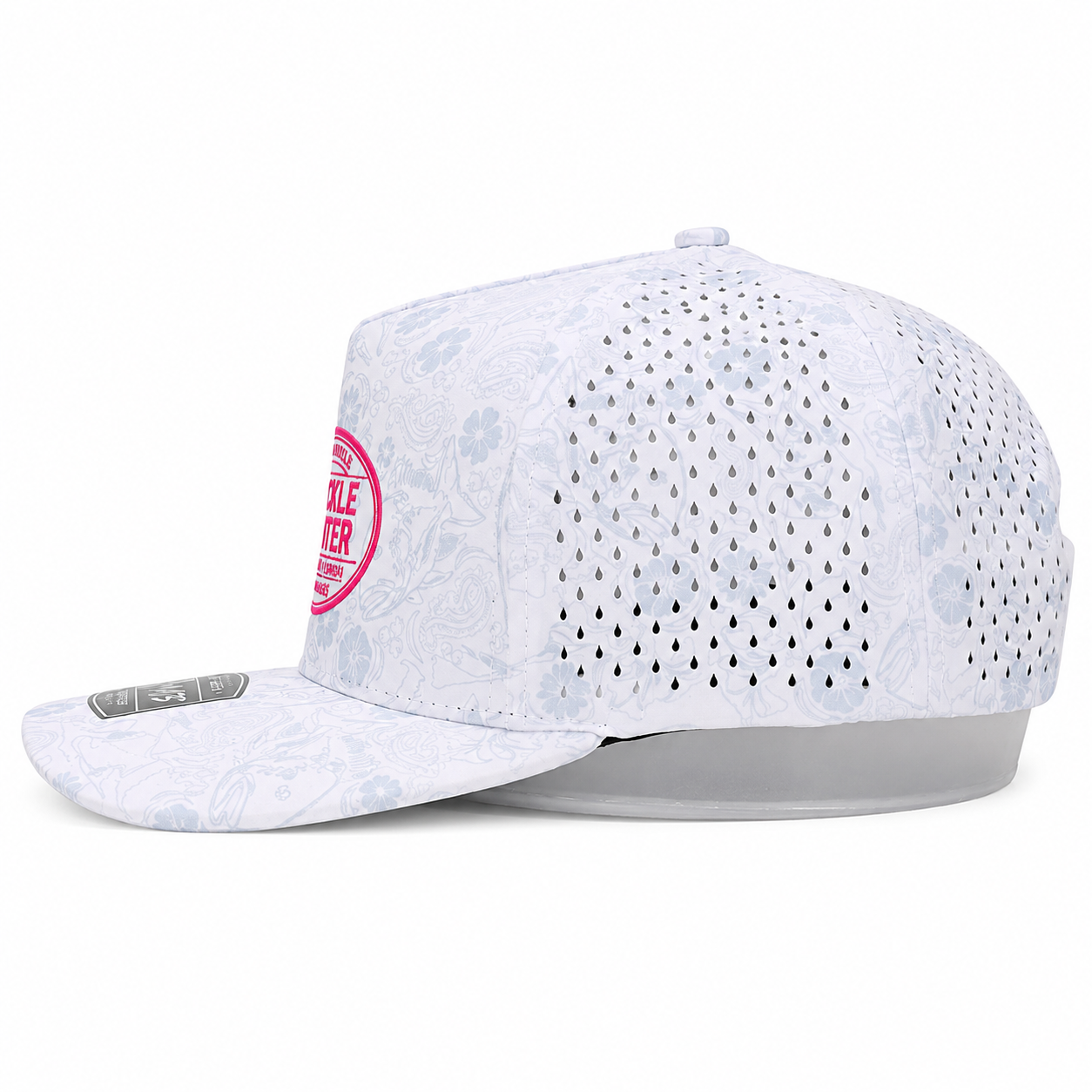 Tackle Center Dry-Fit Performance Rope Hat - White Print / Pink Logo