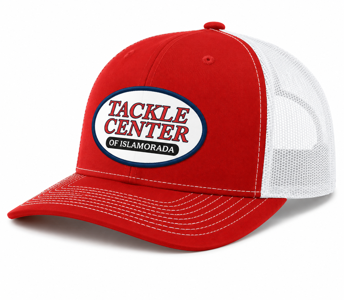 Tackle Center Red/White Mesh Snapback Trucker Hat