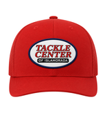Tackle Center Red Mesh Hat with Flag Patch