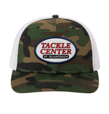 Tackle Center Camo/White Mesh Snapback Trucker Hat