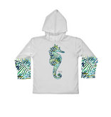 Jessie Jessup Toddler UPF 50 Hooded Long Sleeve Performance Shirt – Seaweed Seahorse