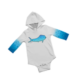 Jessie Jessup Baby Hooded Onesie - Blue Mahi