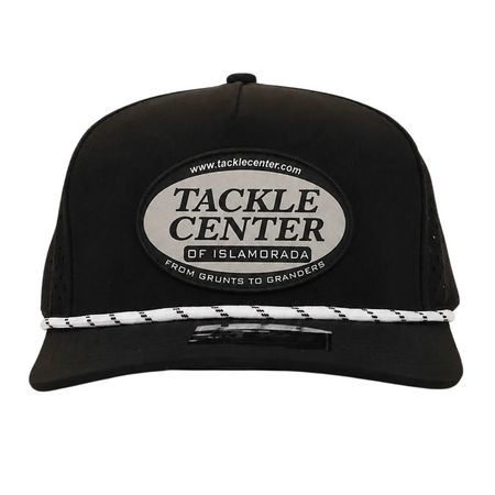 Tackle Center Dry-Fit Performance 5-Panel Rope Hat - Black/Gray Patch