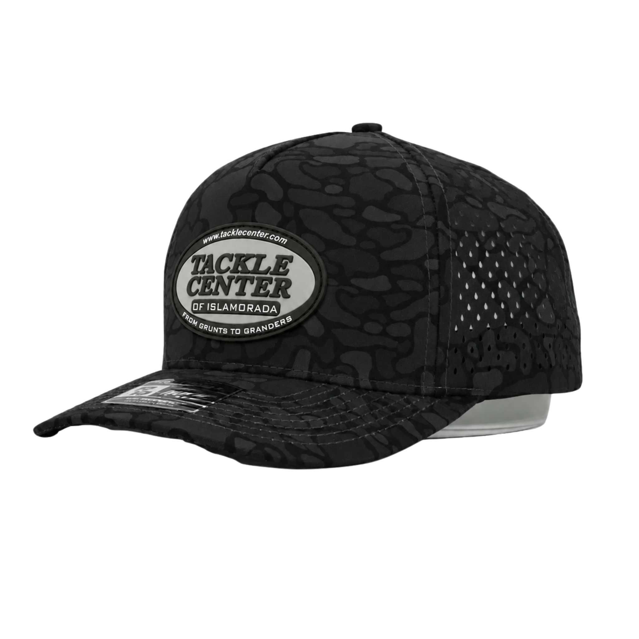 10/10 Tackle Center Dry-Fit Performance 5-Panel Hat - Blackout Camo / Gray Patch