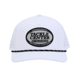 Tackle Center Dry-Fit Performance 5-Panel Rope Hat - White / Black Patch