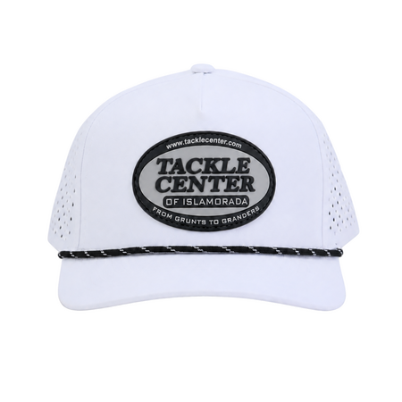 Tackle Center Dry-Fit Performance 5-Panel Rope Hat - White / Black Patch