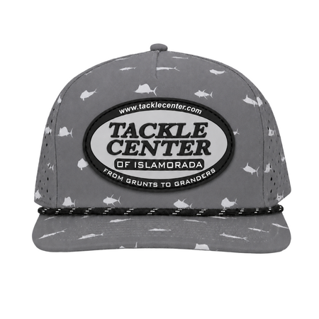 Tackle Center Dry-Fit Performance 5-Panel Rope Hat - Offshore Gray / Black and Gray Patch