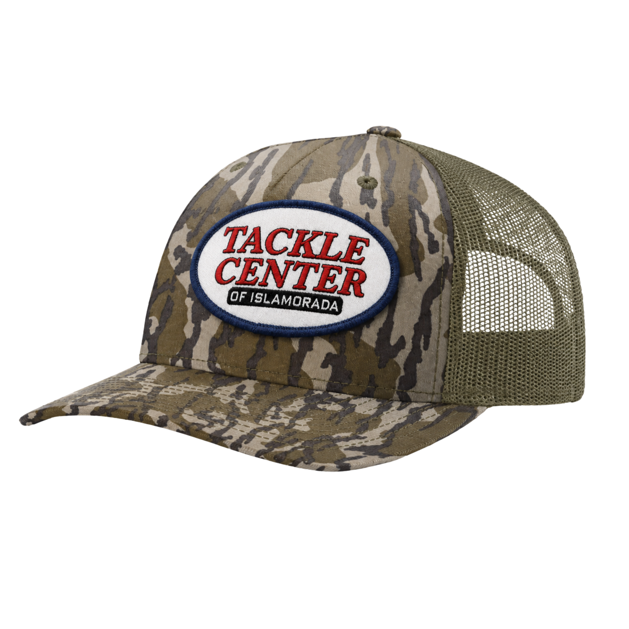 Tackle Center Mesh Trucker Hat - Mossy Oak Elements Camo / Loden