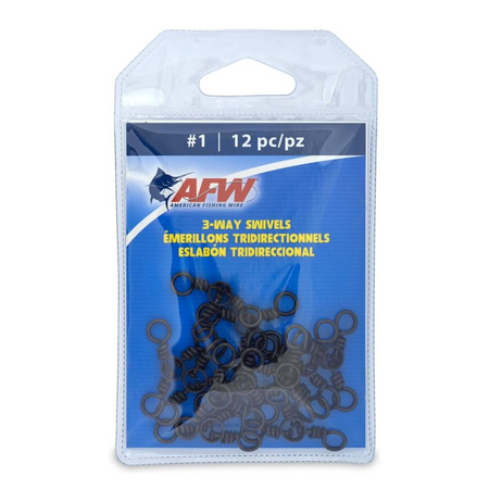 AFW Brass 3-Way Swivels with Stainless Steel Rings - 12 Pack