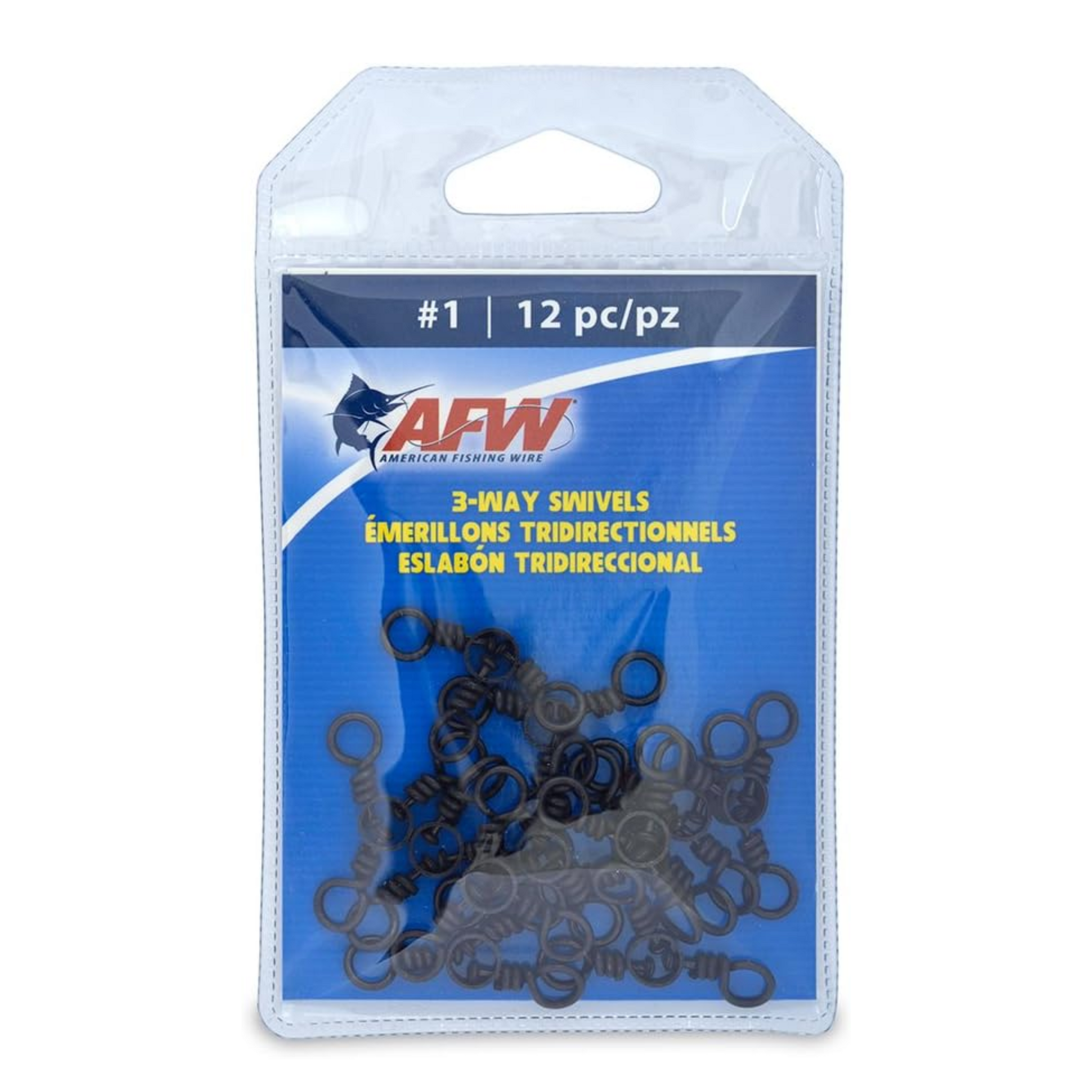 AFW Brass 3-Way Swivels with Stainless Steel Rings - 12 Pack