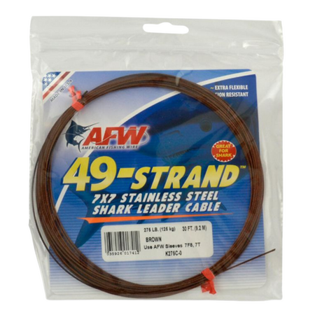 AFW 49-Strand Stainless Steel Shark Leader Cable, Camo, 30 ft.