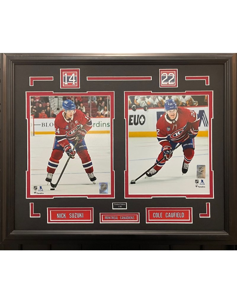 NICK SUZUKI AND COLE CAUFIELD 16X20 FRAMED LIMITED EDITION #/50 - MONTREAL CANADIENS