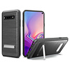 Metallic PC TPU Brushed Case Carbon Fiber Edge with Kickstand for Galaxy S10
