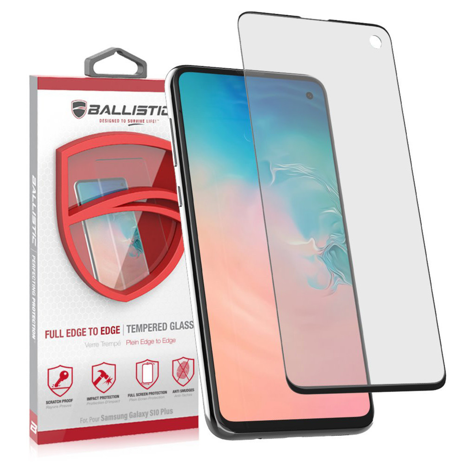 Ballistic Full Edge Tempered Glass with Finger Print Cut-Out for Galaxy S10e