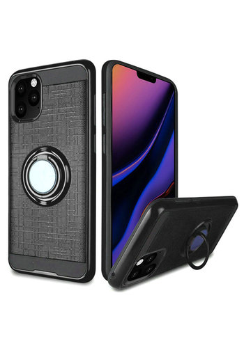 PC TPU Embossed Line Design Case with Magnetic Ring for iPhone 11 Pro 
