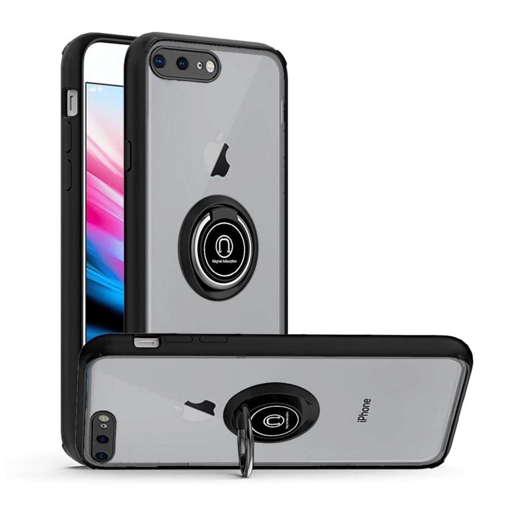 Transparent Hybrid MagRing Case with Camera Cover for iPhone 8 Plus / 7 Plus