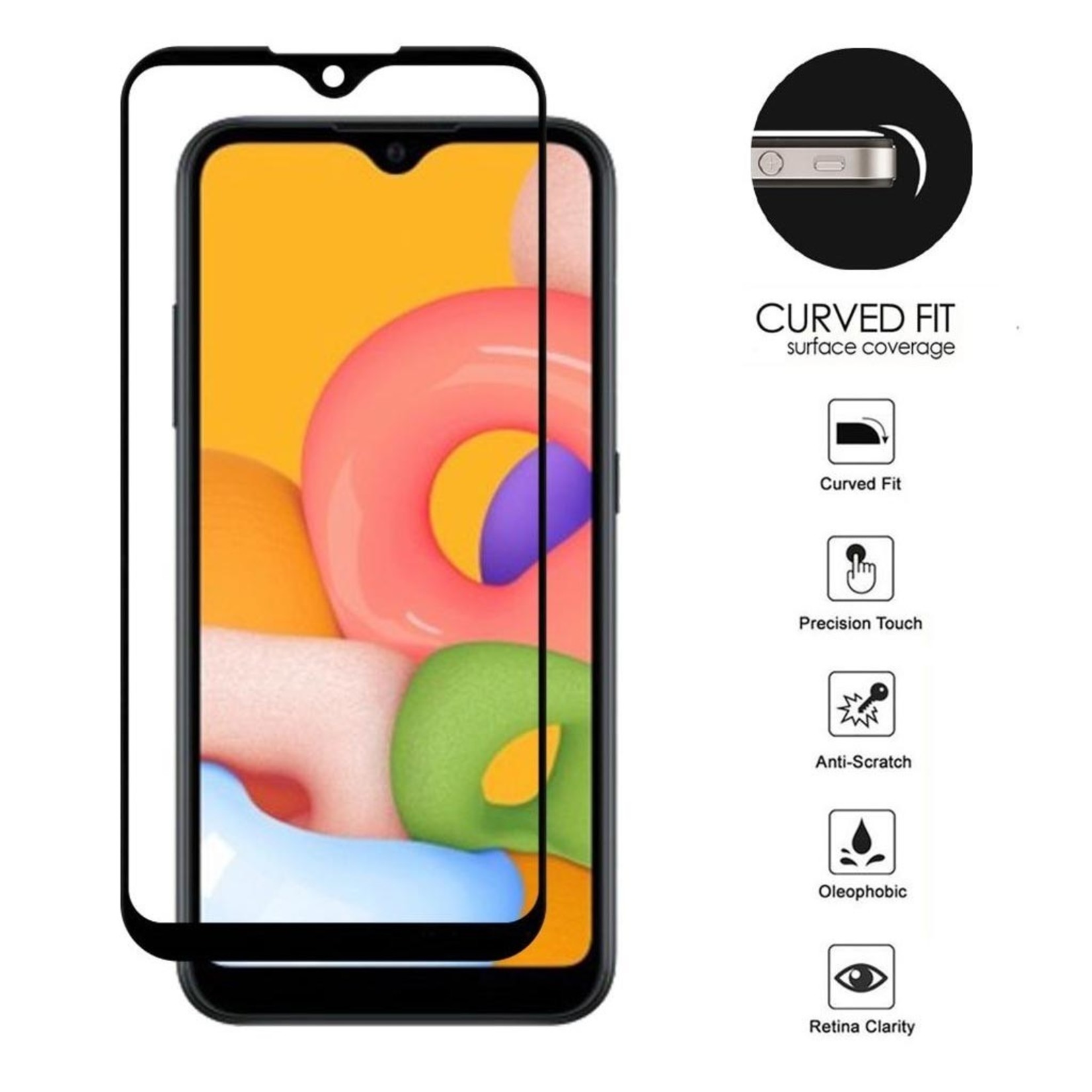 4D Full Cover Tempered Glass for Galaxy A01