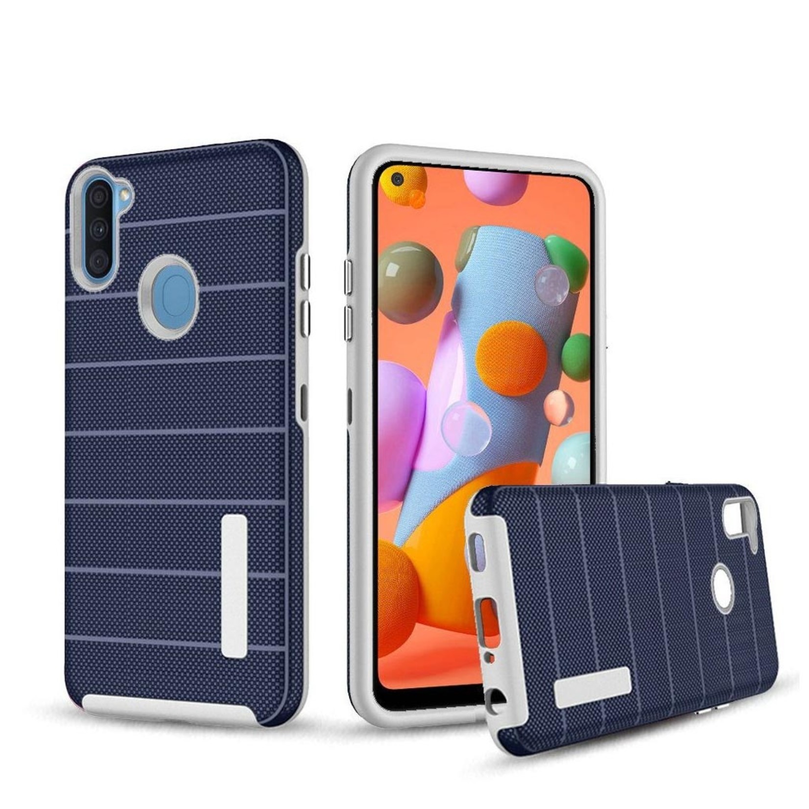 PC TPU Shock Proof Hybrid Case with Stripes Design for Galaxy A11