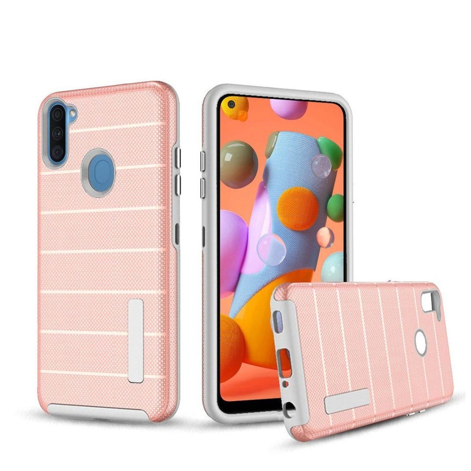 PC TPU Shock Proof Hybrid Case with Stripes Design for Galaxy A11