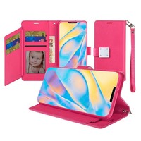 Hybrid PU Leather Metallic Flip Cover Wallet Case with Credit Card Slots for iPhone 12 Pro Max