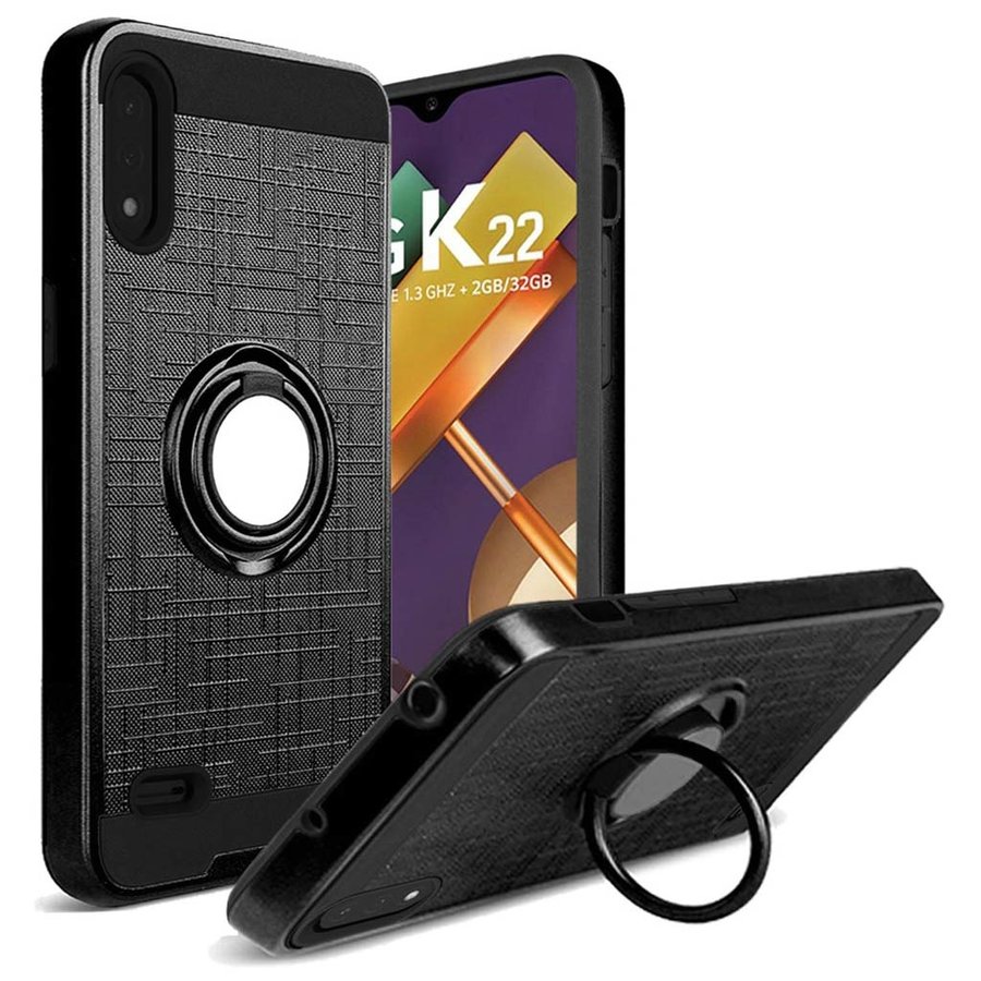 PC TPU Embossed Line Design Case with Magnetic Ring for LG K22