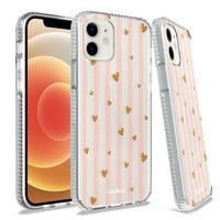 KASEAULT | Transparent ShockProof Hearts and Stripes Design Case for iPhone 12 / 12 Pro