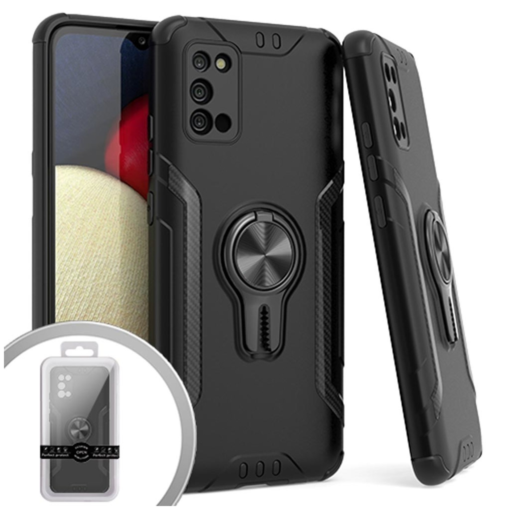 ShockProof Mag-Ring Case with Car Vent  Holder for Galaxy A02s