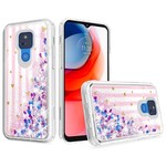 KASEAULT | Liquid Quicksand Glitter Pink Love Stripes Design Case for Motorola Moto G Play (2021)