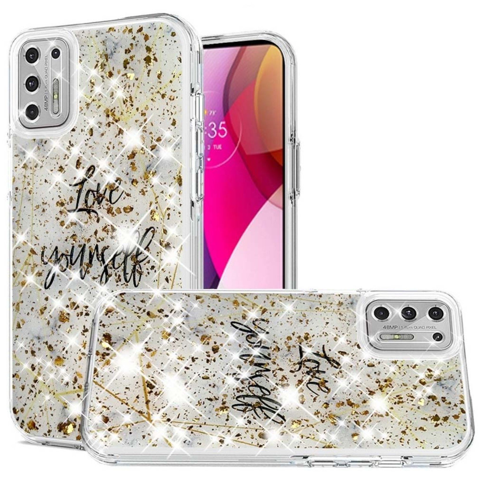 Magnificent Love Yourself Glitter Design Case for Motorola Moto G Stylus (2021)