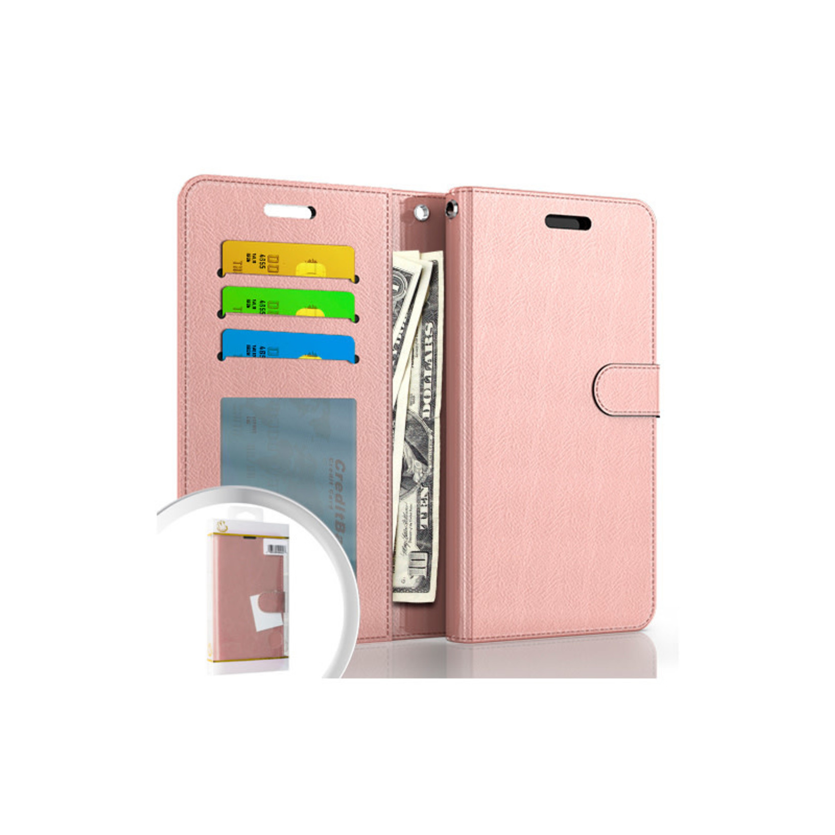 Hybrid PU Leather Flip Cover Case Wallet with Credit Card Slots for iPhone 13