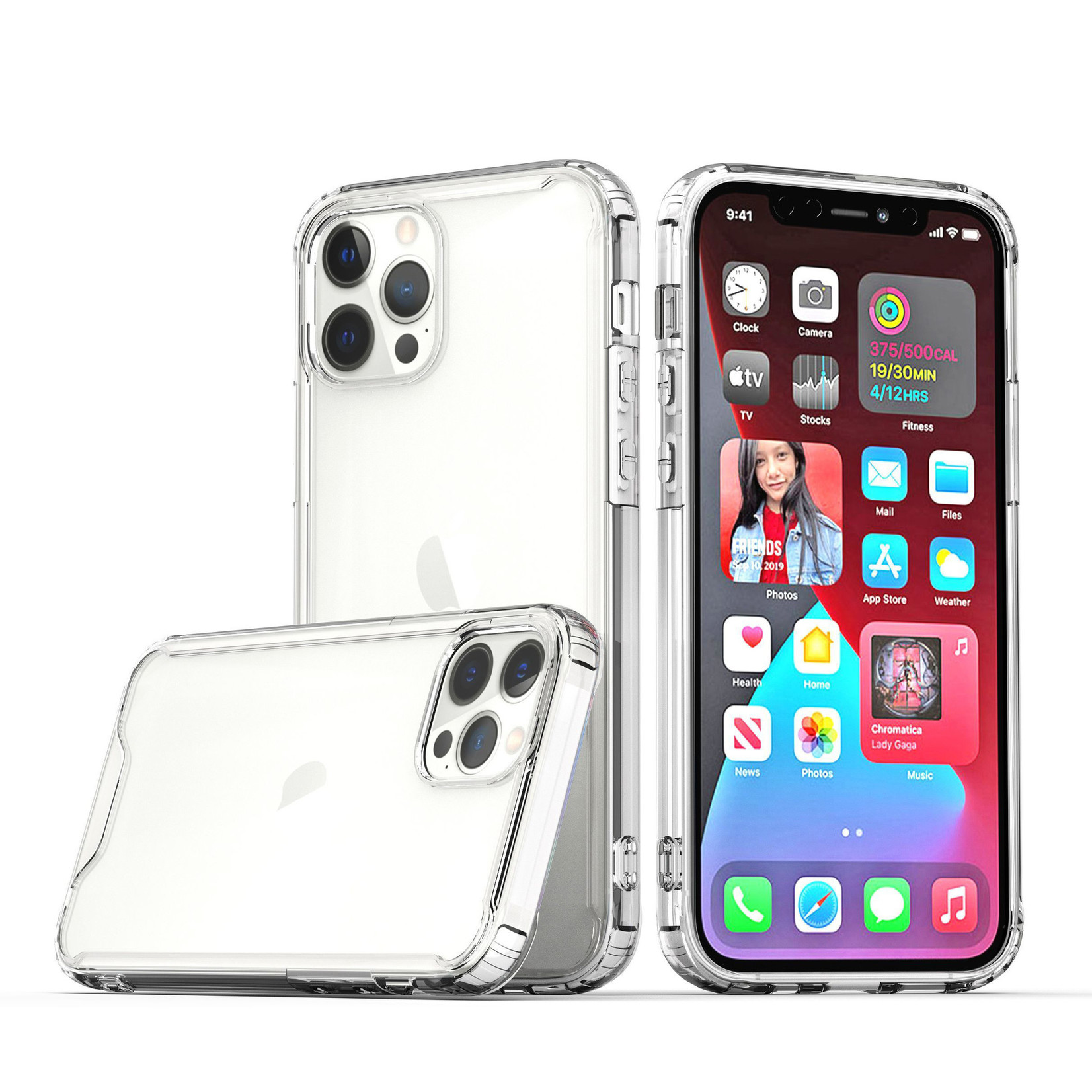 Colored Shockproof Transparent Hard PC TPU Hybrid Case Cover for iPhone 13 Pro