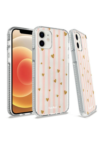 Transparent ShockProof Hearts and Stripes Design Case for iPhone 13 Pro Max 