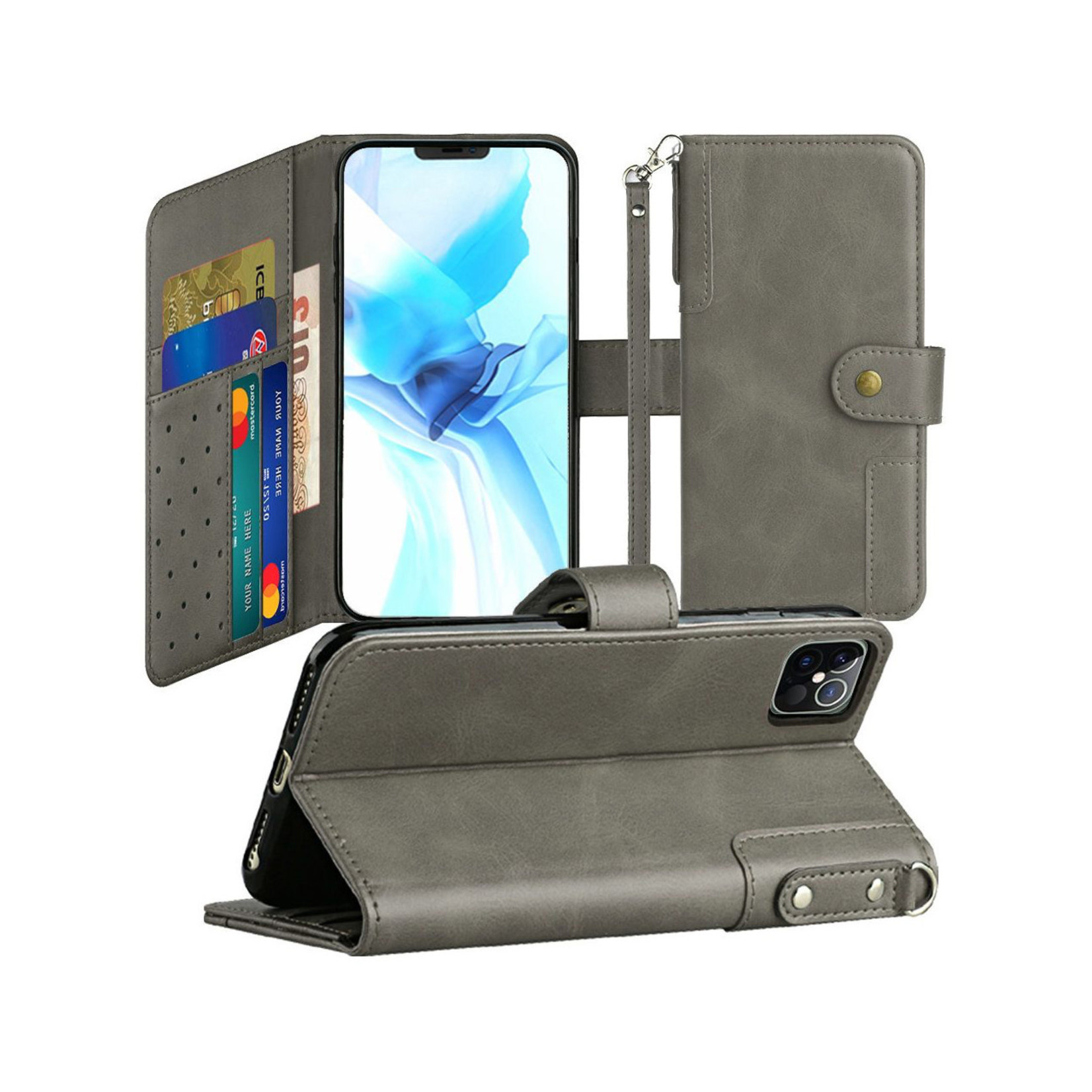 Retro Wallet Credit Card Holder Case Cover for iPhone 13 Pro Max
