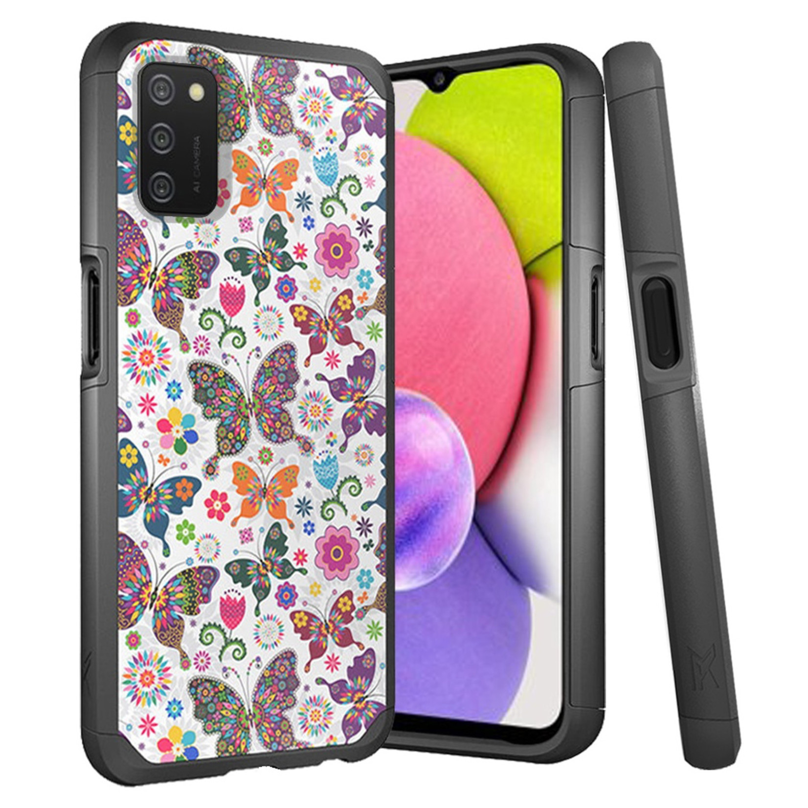 METKASE | Armor ShockProof Dual Layer Hybrid Floral Case Cover for Samsung A03s