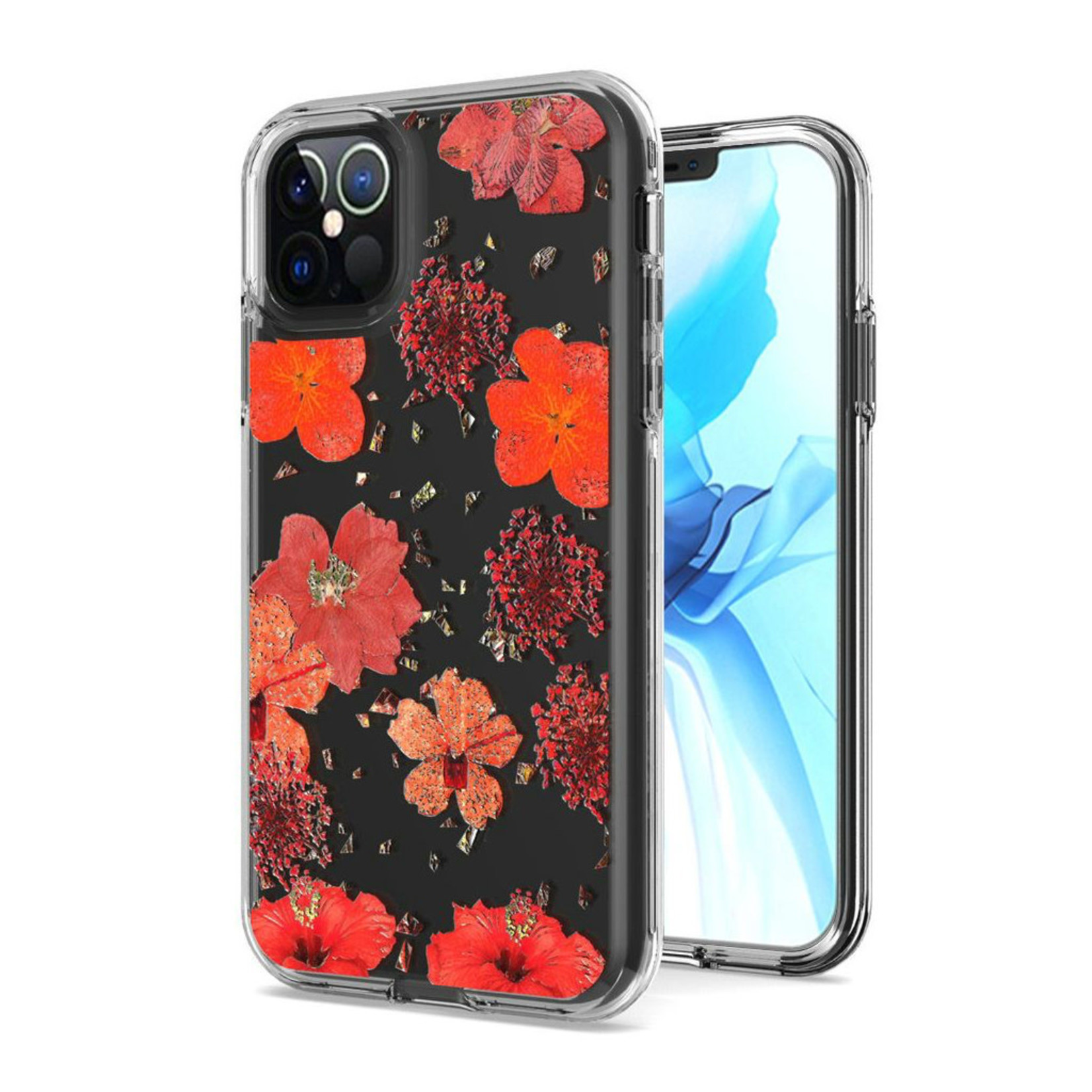 Transparent Flowers Print Design Case for IPhone 13 Pro Max