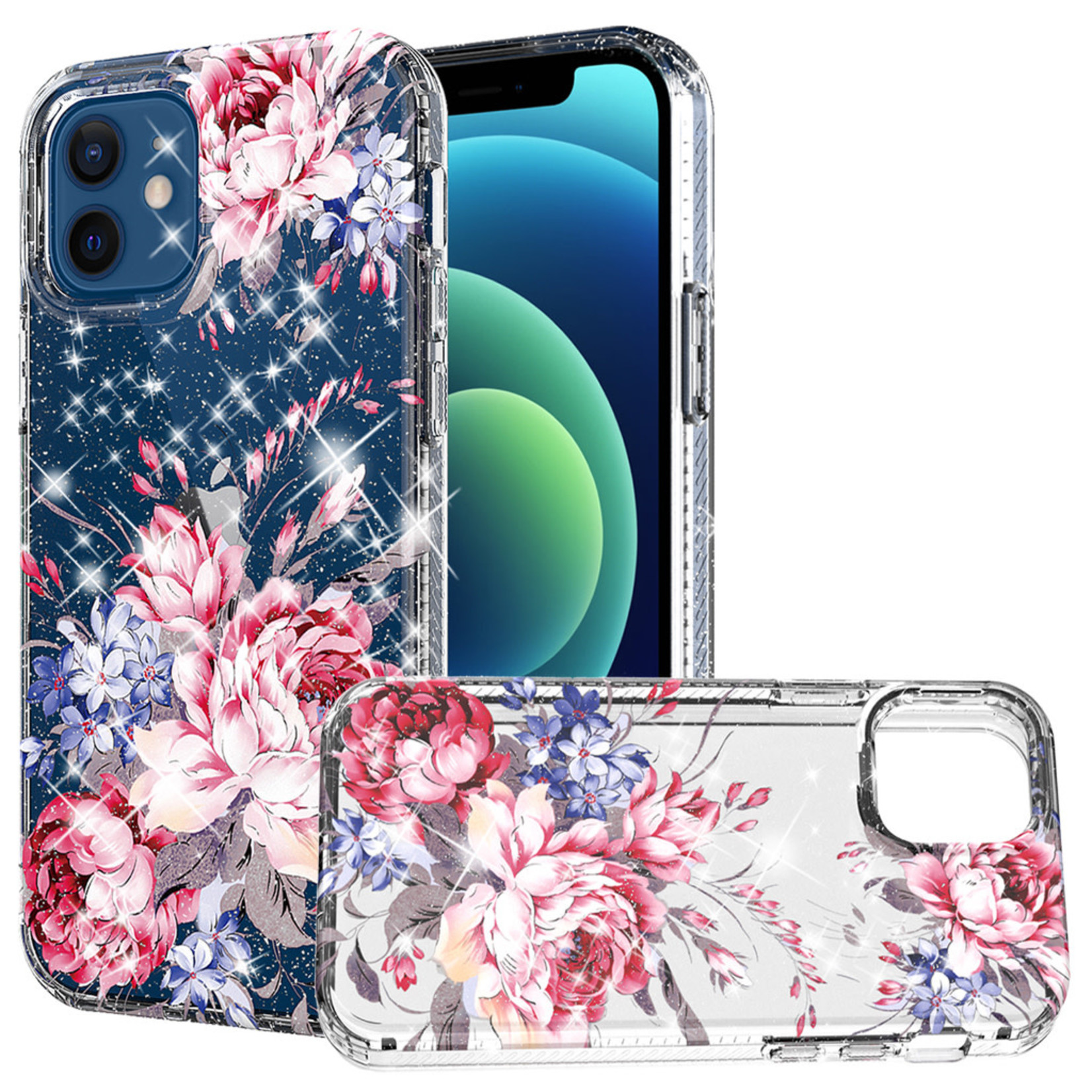 Bloom TPU Floral Glitter Design Case for iPhone 13