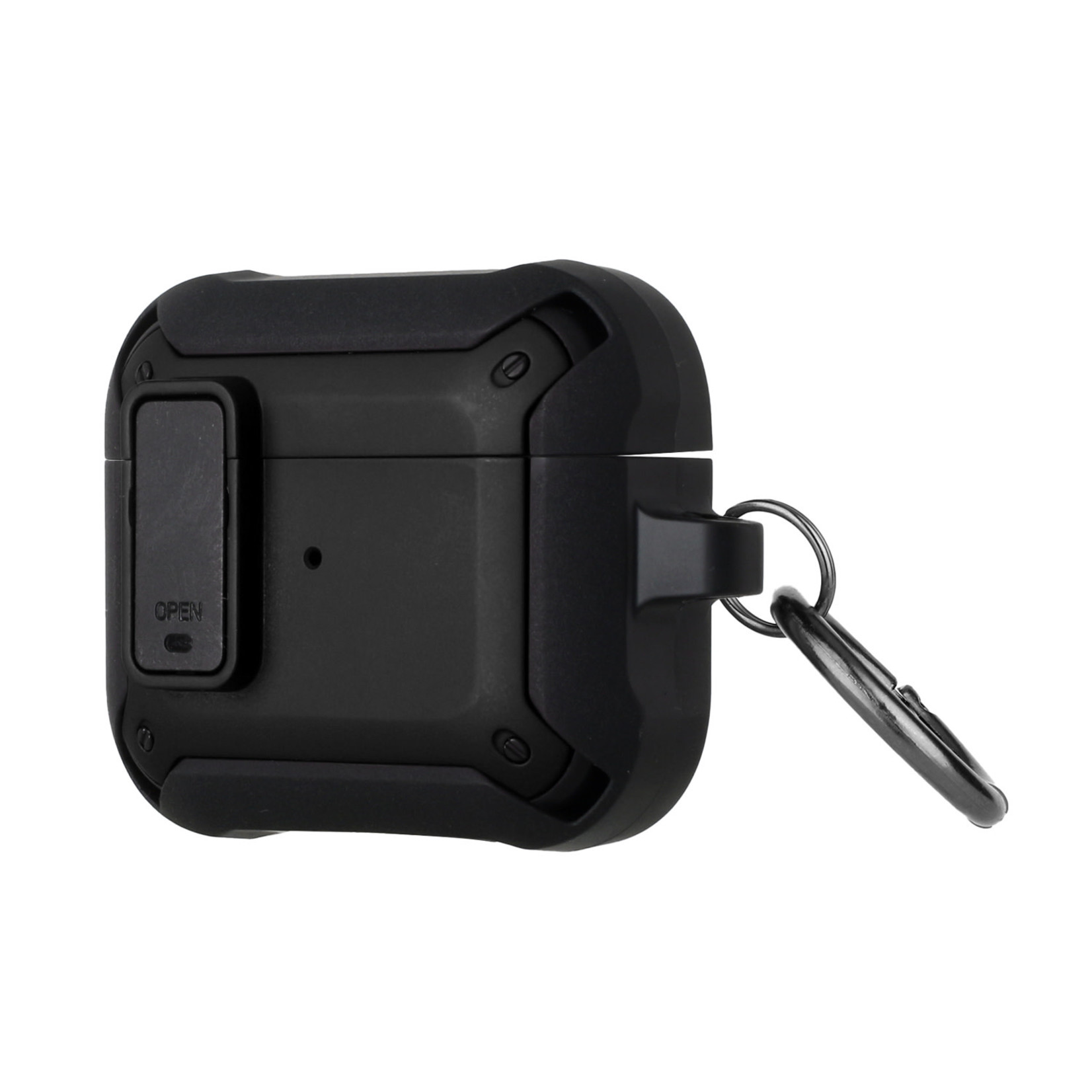 Switch Closure Premium Ultra ShockProof Hybrid With Metal Hook Case Cover - Black+Black For Airpods Pro
