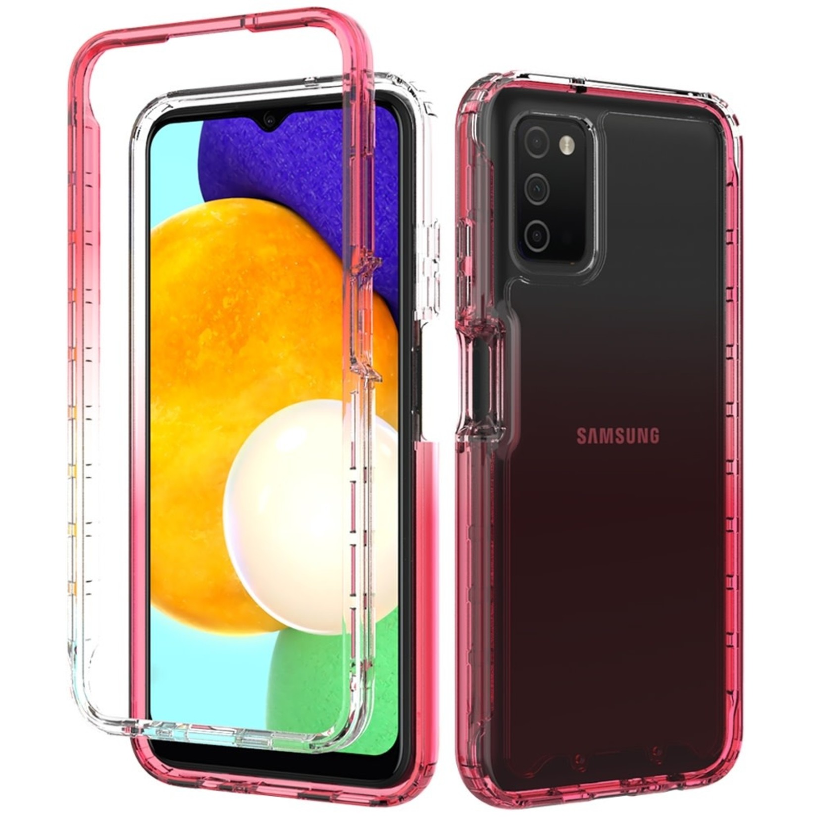 Samsung Two Tone Transparent Shockproof Case Cover - Red For Samsung Galaxy A03s 2022