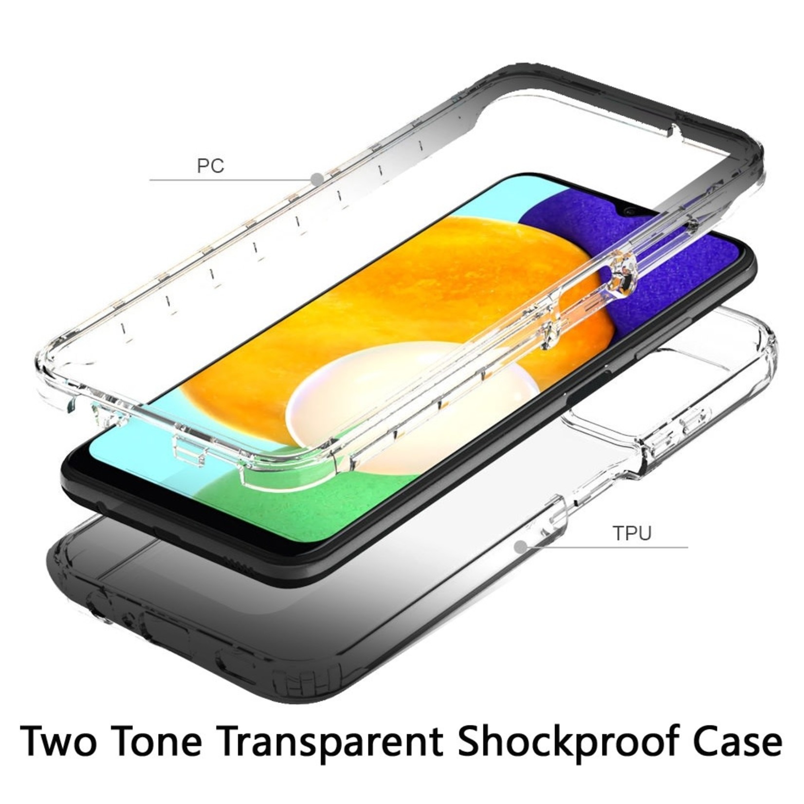 Samsung Two Tone Transparent Shockproof Case Cover - Smoke For Samsung Galaxy A03s 2022