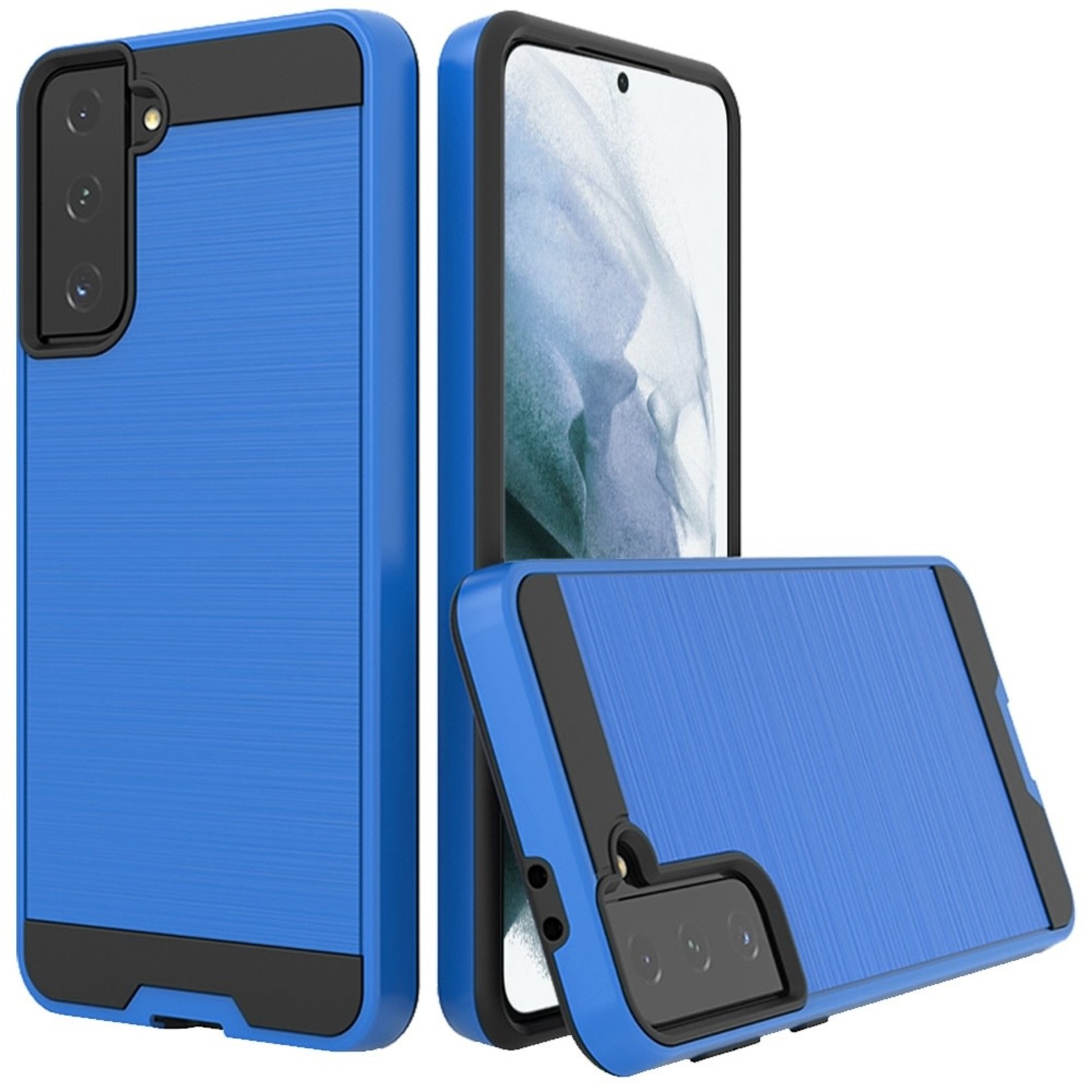 Samsung Metallic Design Hybrid Case Cover - Blue For Samsung Galaxy S22