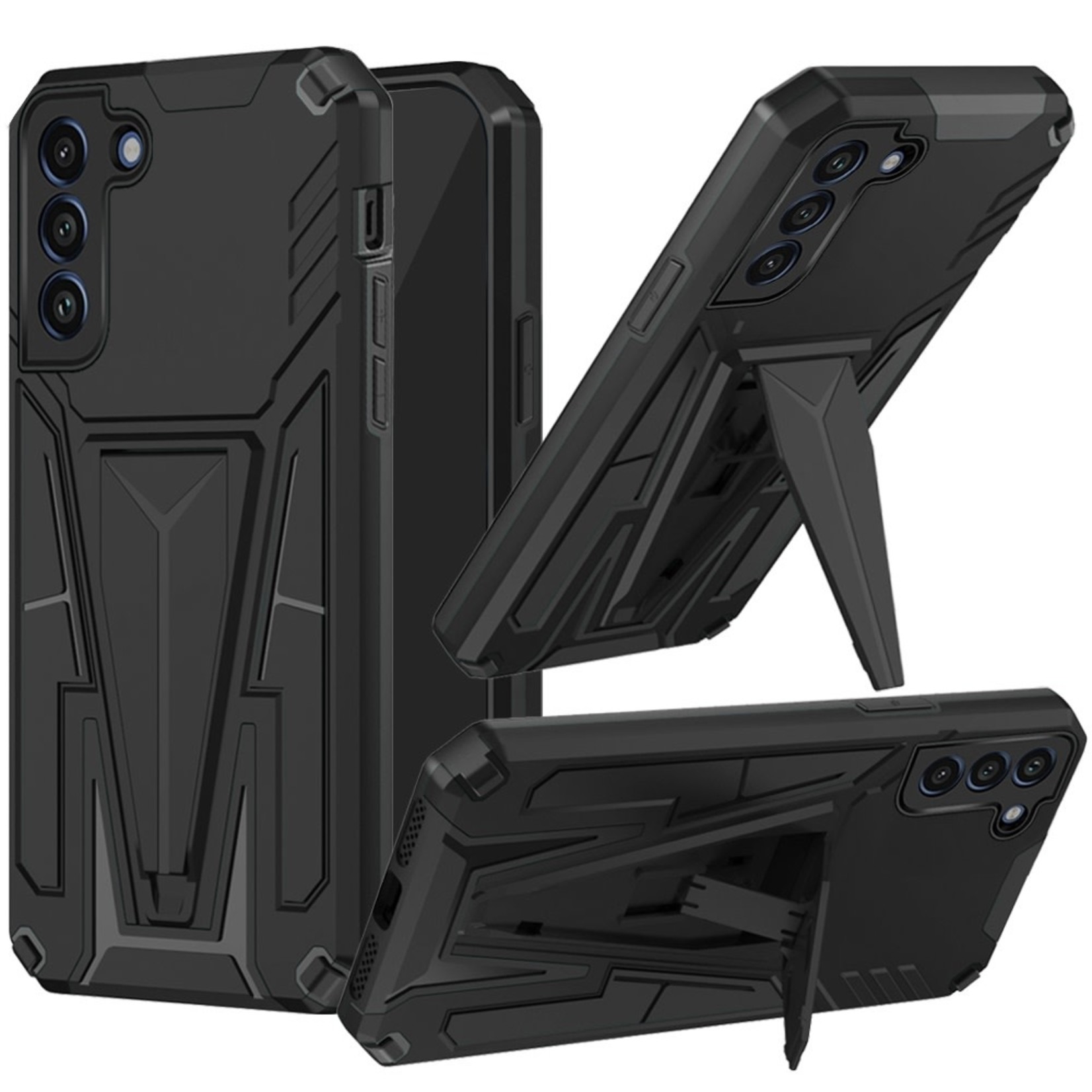 Samsung Alien Design Shockproof Kickstand Magnetic Hybrid Case Cover - Black For Samsung Galaxy S22 Ultra