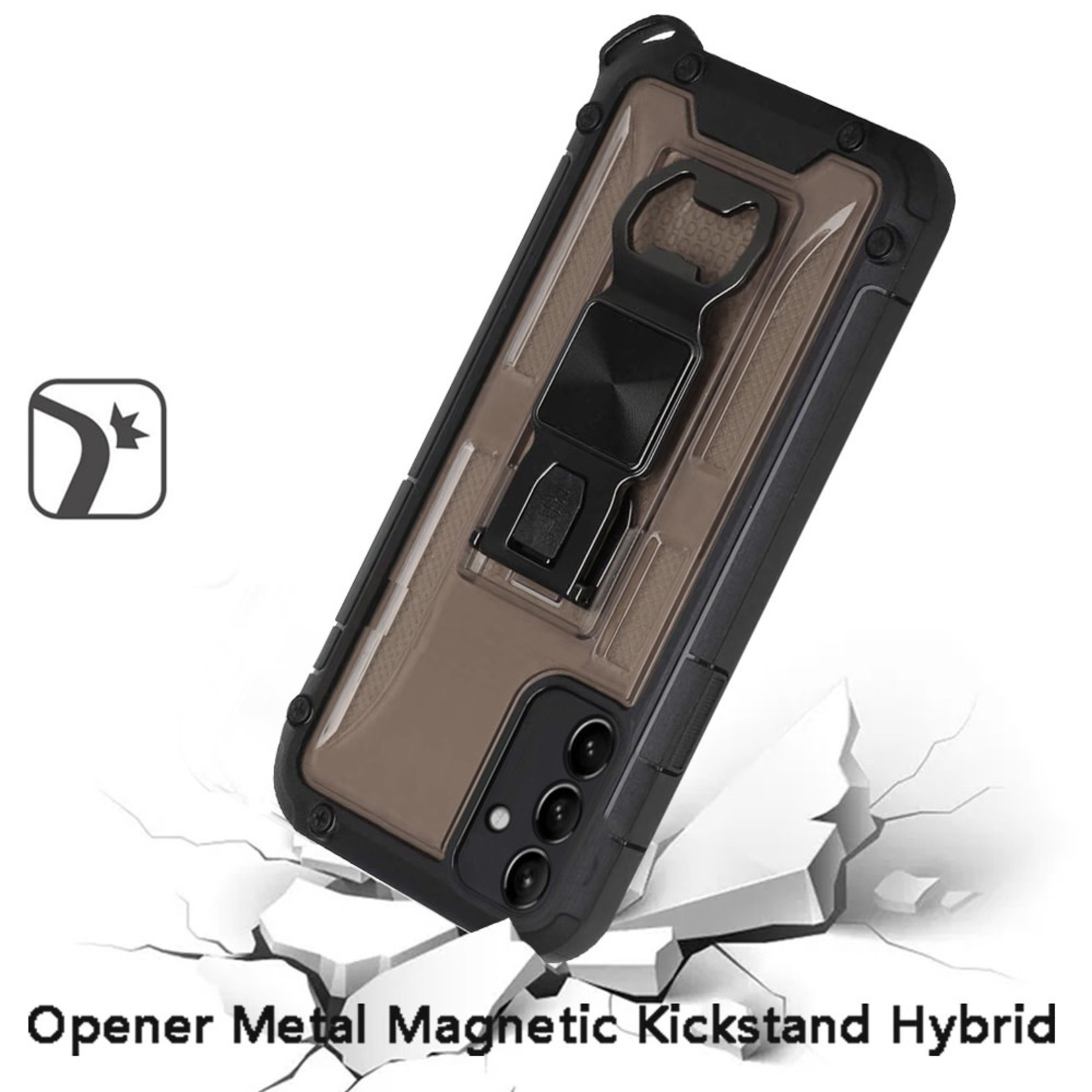 Samsung Opener Metal Magnetic Kickstand Hybrid Case Cover - Black For Samsung Galaxy A13 5G