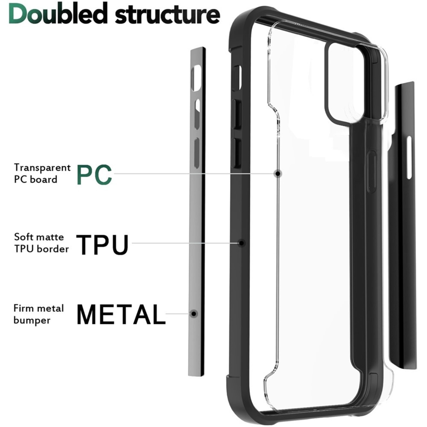 Samsung Aluminium Alloy Transparent PC TPU Slick Hybrid - Black For Samsung A53 5G