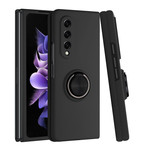 Samsung Chief Premium Matte Magnetic Ring Stand Hybrid Case Cover - Black For Samsung Galaxy Z Fold3 5G