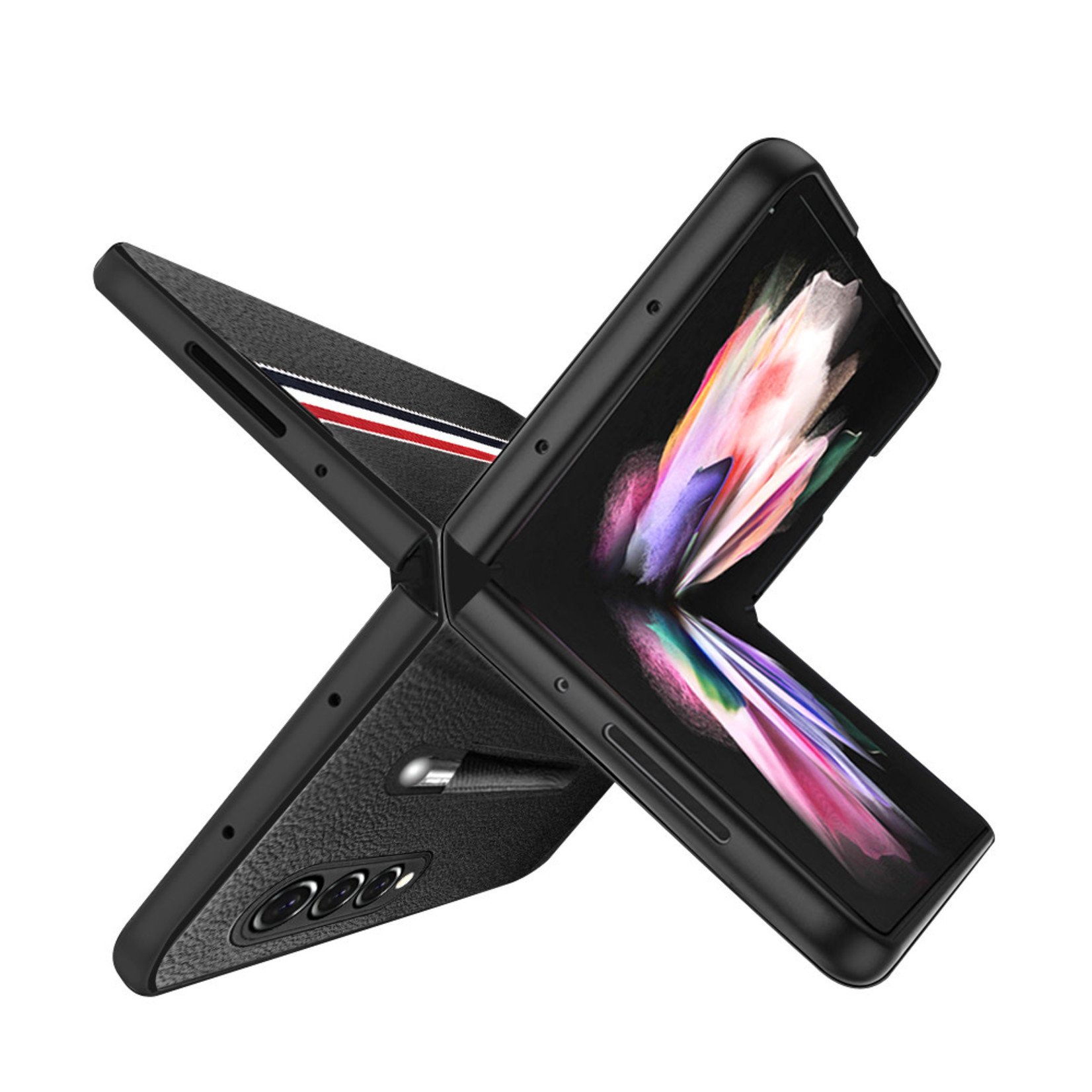 Samsung Magnetic Premium Surfaced Oil Snap-On with Stylus Holder Case - Black For Samsung Galaxy Z Fold3 5G