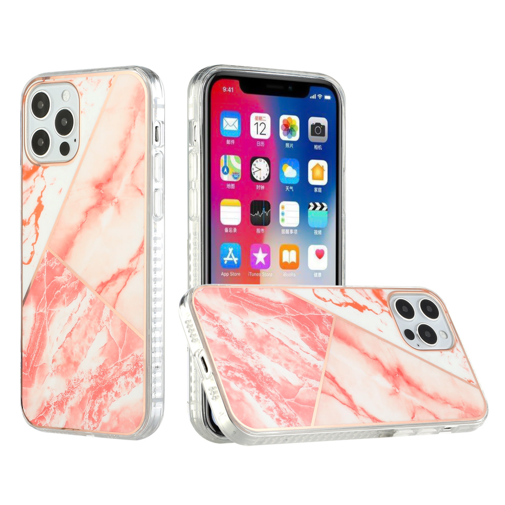 Majestic Marble Electroplated IMD Shockproof Design Case Cover  (Open Camera Hole) - G For iPhone 12 & iPhone 12 Pro